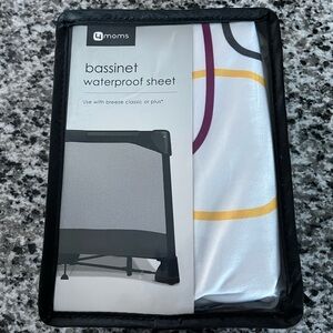 Bassinet Waterproof Sheet - White with Multicolor Accents